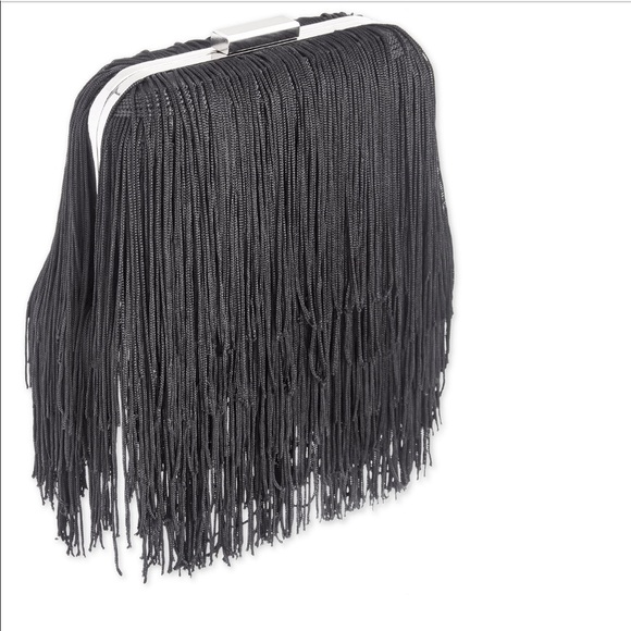 INC International Concepts Handbags - INC Colie Fringe Black Clutch NWT